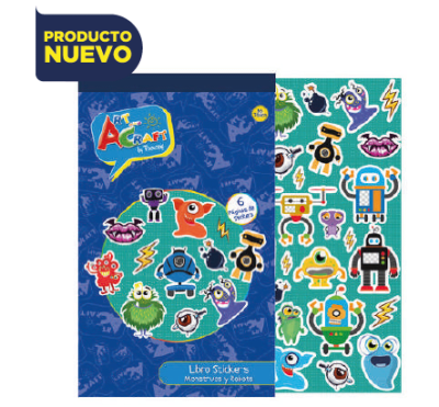 LIBRO STICKERS 6 PAGINAS MONSTRUOS Y ROBOTS