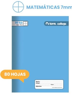 CUAD. COLLEGE LISO 7MM. 80HJS. TORRE SURTIDO