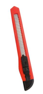 CUCHILLO CARTONERO CHICO PLAST/METAL GUIA CORTA FRENO A PRESION NARANJO FULTONS