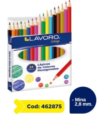 LAPICES DE COL. 24 COL LARGO HEXAG LAVORO