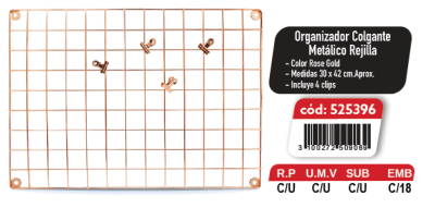 ORGANIZADOR MET.COLGA 30X42 4C ROSE GOLD