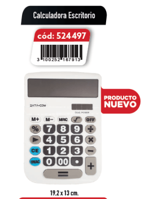CALCULADORA ESCRITORIO 12 DIG.BLANCA PILA Y SOLAR DATACOM