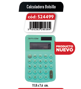CALCULADORA BOLSILLO 8 DIG. VERDE PASTEL DATACOM