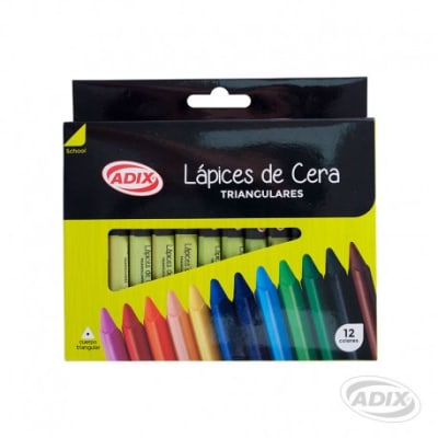 Lápiz Cera Triangular 12 Colores (007) ADIX