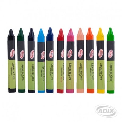 Lápiz Cera Triangular 12 Colores (007) ADIX
