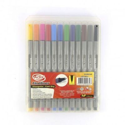 Fineliner Caja Plástica 12 Colores (024) ADIX