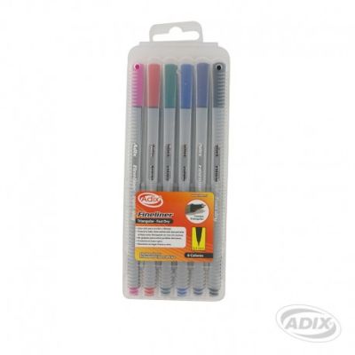Fineliner Caja Plástica 6 Colores (026) ADIX