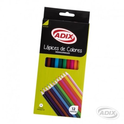 Lápiz Largo Hexagonal 12 Colores (019) ADIX