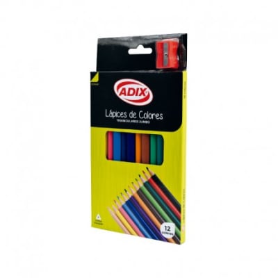 Lápiz JUMBO c/Sacapuntas 12 Colores (032) ADIX