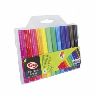 Marcador Grueso 12 Colores (002) ADIX