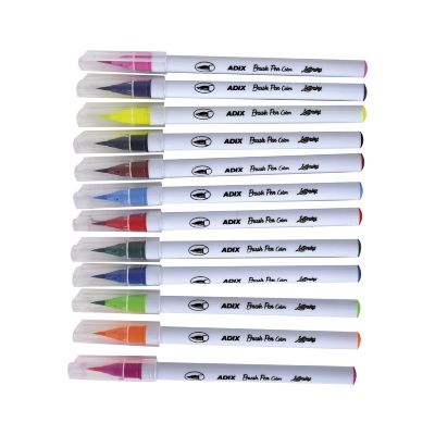 Brush Pen Caja c/Broche 12 Colores (006) ADIX