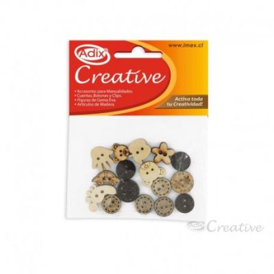 Botón Madera Surtido 16u (004) CREATIVE