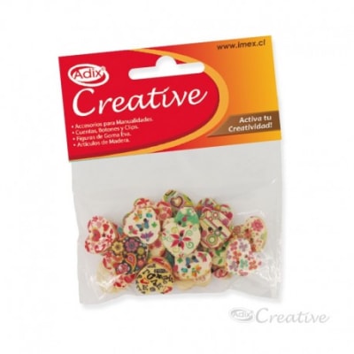 Botón Madera Pintada 30u Surtido (010) CREATIVE
