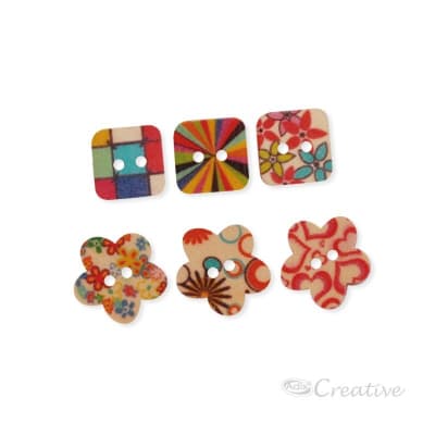Botón Madera Pintada 30u Surtido (019) CREATIVE