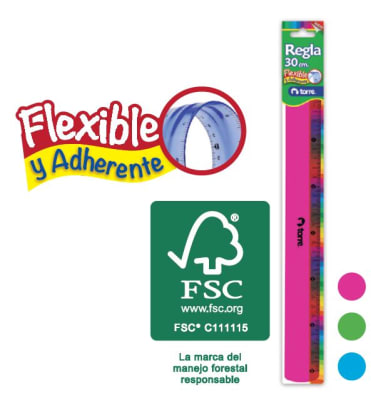BL. REGLA FLEXIBLE 30 CMS COL SURTIDO TORRE