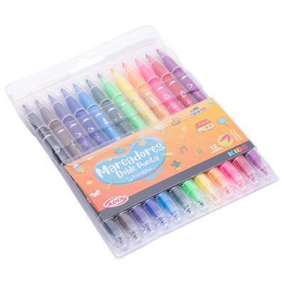 Brush Pen/Punta Fina 12 Colores Kids (044) ADIX