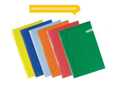 ARCHIVADOR PLASTIFICADO ACOCLIP TORRE AMARILLO