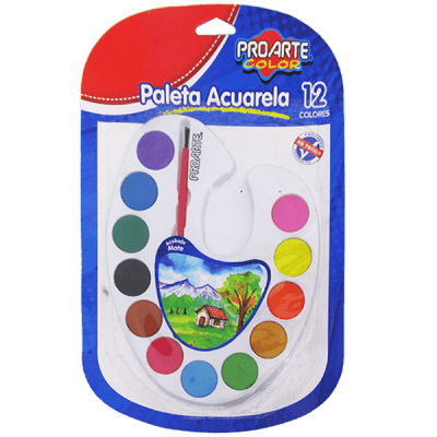 PALETA ACUARELA PROARTE 12 COLORES