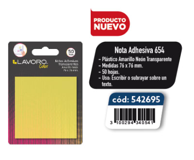 NOTA ADH.654 76X76 PLÁST AMARIL NEÓN 50H