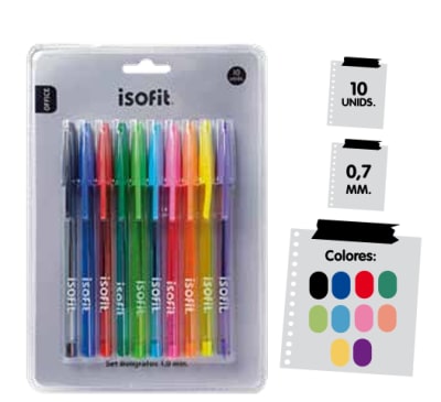 BOLIGRAFO 1.0 10 UNI 10 COLORES SUR.ISOFIT-DSG