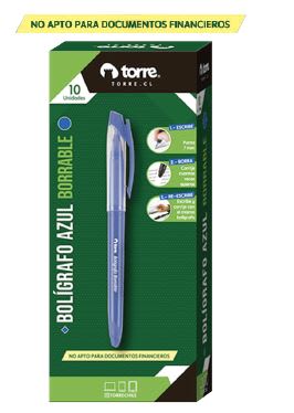 BOLIGRAFO GEL BORRABLE AZUL TORRE