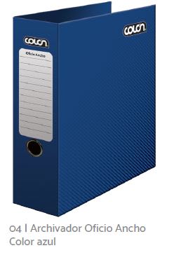 ARCHIVADOR COLON OFICIO ANCHO COLOR AZUL