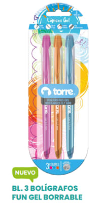 BL. BOLIGRAFO GEL BORRABLES FUN 3 COLORES