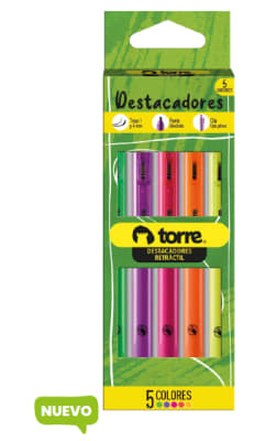 BL. DESTACADOR RETRACTIL MIX COLORES 5 UNI TORRE