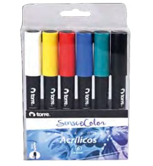 SET MARCADOR ACRILICO 5MM 6COL SOC TORRE