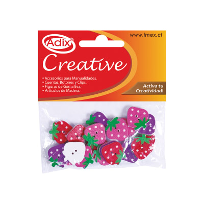 Botón Madera Pintada Frutilla 20u (023) CREATIVE