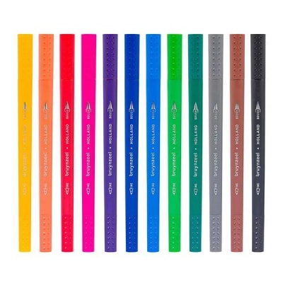 Marcador Doble Punta Fineliners/Brush Pen 12 Colores BRUYNZE