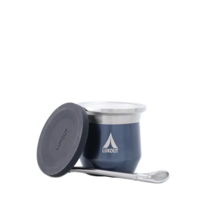 Mate térmico 170 ml + Tapa + bombilla Metal Blue