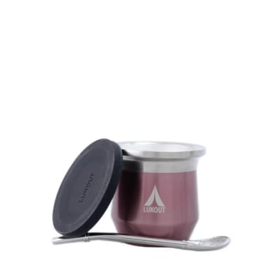 Mate térmico 170 ml + Tapa + bombilla Metal Pink