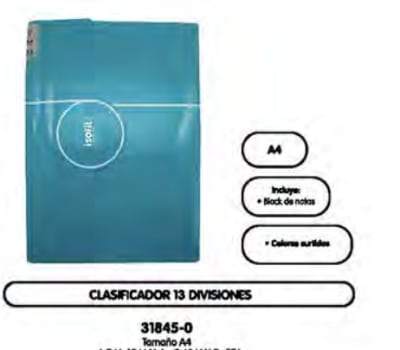 CLASIFICADOR 13 DIVISIONES TAMAÑO A4 ISOFIT-DSG