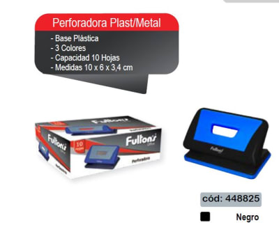 PERFORADORA PEQUENA PLAST/METAL 2PERF NEGRA B/ PLAST FULTONS