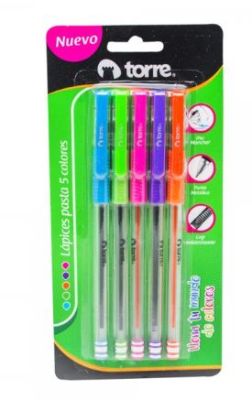BL. LÁPICES PASTA 5 COLORES TORRE