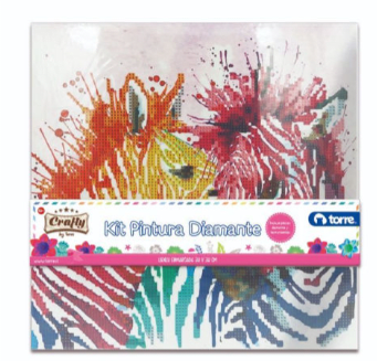 CUADRO PINTURA CON DIAMANTES 30x30 CEBRAS TORRE