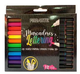 MARCADOR PROARTE DOBLE PUNTA LETTERING 12 COL.
