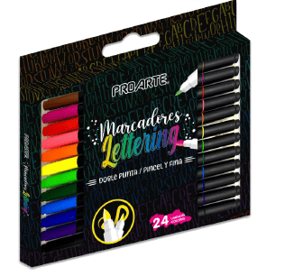 MARCADOR PROARTE DOBLE PUNTA LETTERING 24 COL.