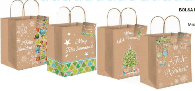 BOLSA REGALO NAVIDAD KRAFT MEDIANA 23X17x10 CM.