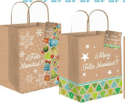 BOLSA REGALO NAVIDAD KRAFT MEDIANA 23X17x10 CM.