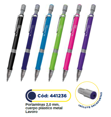 PORTAMINA 2,0MM PLASTICO METAL SURT. LAVORO