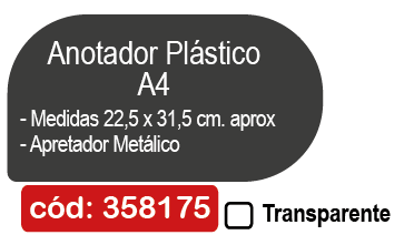ANOTADOR C/APRETADOR ACRILICO TOMADOR METAL. FULTONS