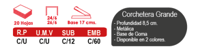 CORCHETERA MEDIANA METAL GRIS P/20 HJS. 26/6, 24/6