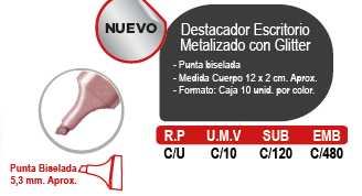DESTACADOR ESCRITOR PTA.BISE CELES METAL