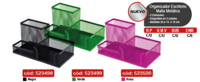 ORGANIZADOR ESCRITORIO 3E MALLA METAL 
