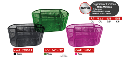 ORGANIZADOR ESCRITORIO 9E MALLA METAL NEGRO