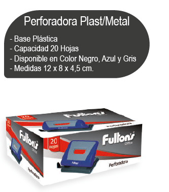 PERFORADORA MEDIANA PLAST/METAL 2PERF NEGRA B/ PLAST FULTONS