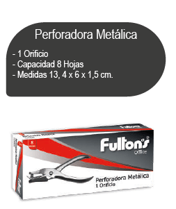 PERFORADORA PEQUEÑA METAL 1 PERF. FULTONS