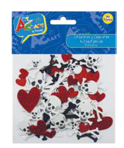 FIG. GOMA EVA CORAZONES Y CALAVERA 76 PCS ART & CRAF